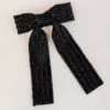 Black Beaded Hair Bow Barrette