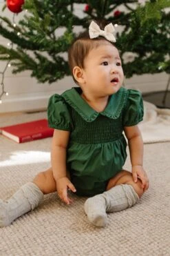Baby Addie Romper In Green - FINAL SALE