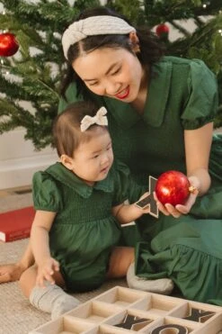 Baby Addie Romper In Green - FINAL SALE -Ivy City Co Dress AddieGreen Baby 12 568242