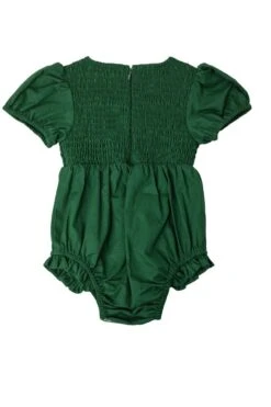 Baby Addie Romper In Green - FINAL SALE -Ivy City Co Dress AddieGreenBaby Back 527801