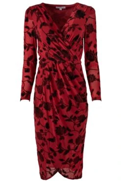 Amaya Burnout Dress In Red - FINAL SALE -Ivy City Co Dress Amaya red front 457626
