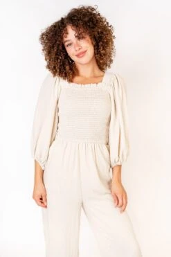 Arianna Jumpsuit In Cream -Ivy City Co Dress AriannaJumpsuitCream studio f23 2 560656