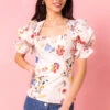 Coco Top In Cream Floral