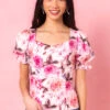 Ballerina Top In Pink Floral
