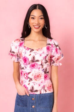 Ballerina Top In Pink Floral