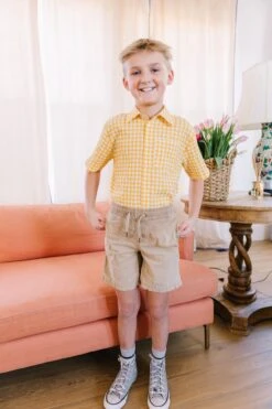 Briar Boys Shirt In Yellow Gingham - FINAL SALE -Ivy City Co Dress Briar mini boy Yellow 01 267568
