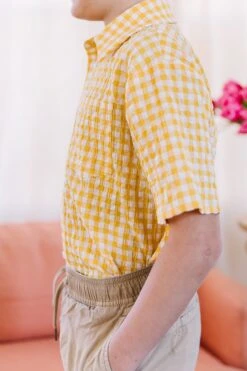 Briar Boys Shirt In Yellow Gingham - FINAL SALE -Ivy City Co Dress Briar mini boy Yellow 05 237144