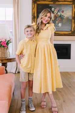 Briar Boys Shirt In Yellow Gingham - FINAL SALE -Ivy City Co Dress Briar mini boy Yellow 10 790117