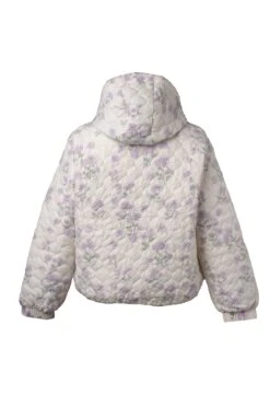 Quilted Jacket In Lavender Floral -Ivy City Co Dress CURVE purple puffer back