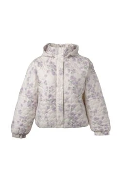 Quilted Jacket In Lavender Floral -Ivy City Co Dress CURVE purple puffer front