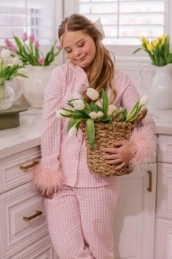 Camille Night Set With Feathers -Ivy City Co Dress Camille MadsHome Easter24 1 520444