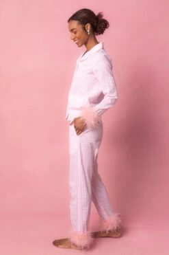 Camille Night Set With Feathers -Ivy City Co Dress CamilleFeathers Studio Easter24 44 150912