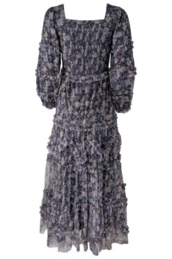 Catherine Dress In Dark Floral - FINAL SALE -Ivy City Co Dress CatherineDressDarkFloral back 770441