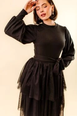 Cosette Midi Dress In Black - FINAL SALE -Ivy City Co Dress CosetteBlack Studio F23 08 568196