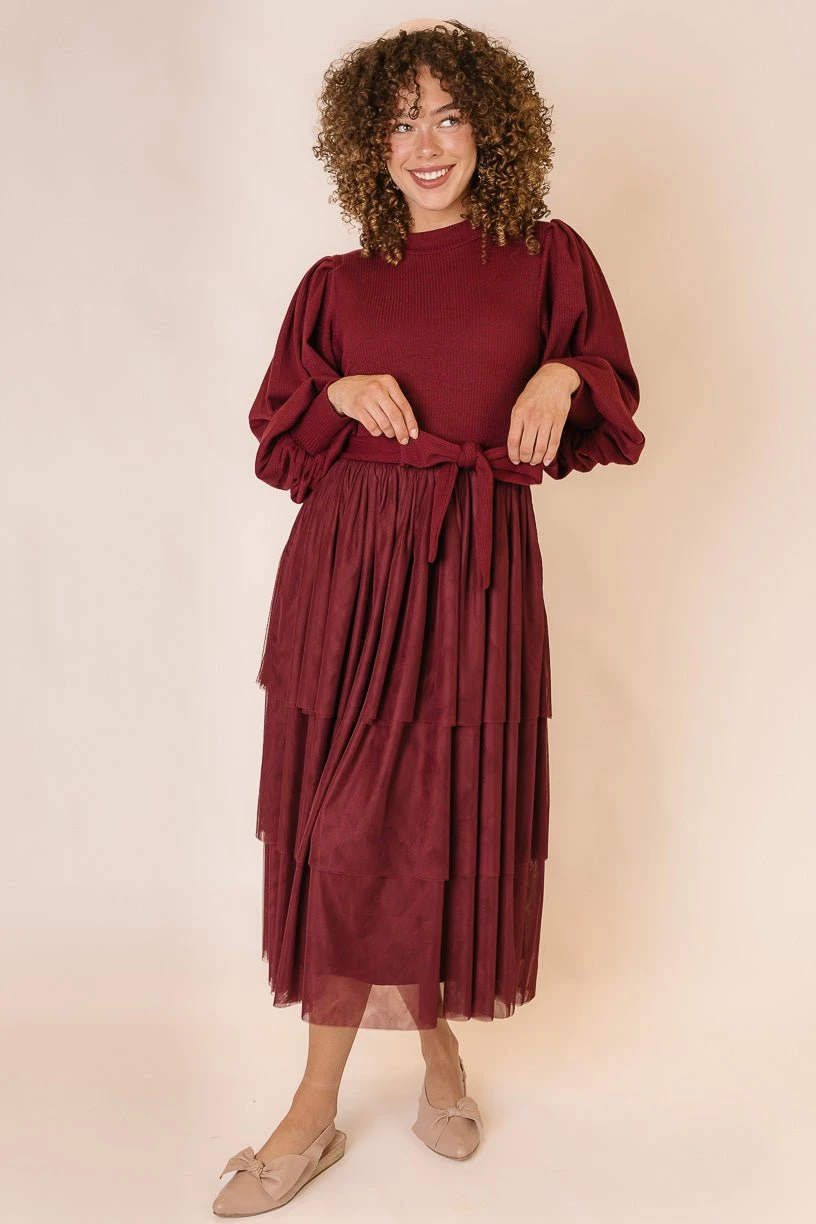 Cosette Midi Dress In Wine - FINAL SALE 9 Cosette Midi Dress In Wine - FINAL SALE - Image 9