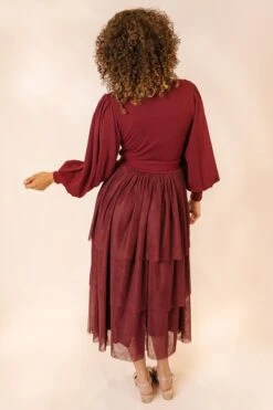 Cosette Midi Dress In Wine - FINAL SALE 24 Cosette Midi Dress In Wine - FINAL SALE -Ivy City Co Dress CosetteWine Studio F23 4 182438