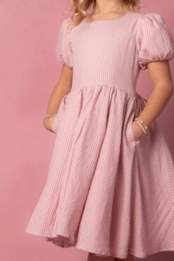 Mini Cupcake Dress In Pink Stripe -Ivy City Co Dress CupcakePink Studio Easter24 16 161105