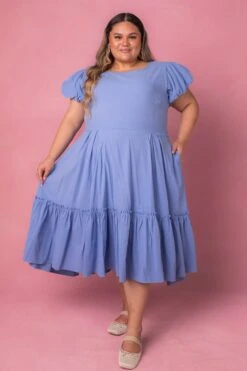 Dahlia Dress In Blue -Ivy City Co Dress DahliaBlue studio 1 354718