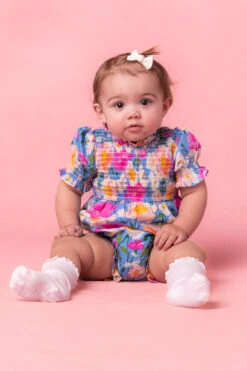 Baby Delia Romper In Blue 9 Baby Delia Romper In Blue -Ivy City Co Dress DeliaBlue Studio Spring3 11