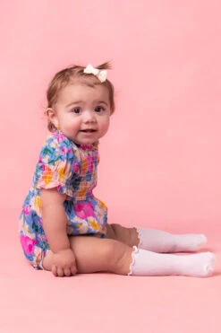 Baby Delia Romper In Blue 10 Baby Delia Romper In Blue -Ivy City Co Dress DeliaBlue Studio Spring3 12