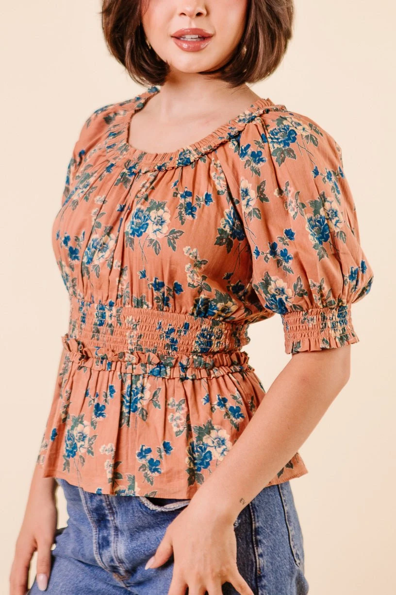 Elena Top In Brown Floral - FINAL SALE 5 Elena Top In Brown Floral - FINAL SALE - Image 5