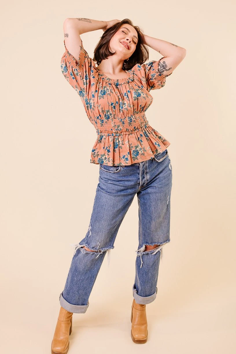 Elena Top In Brown Floral - FINAL SALE 7 Elena Top In Brown Floral - FINAL SALE - Image 7