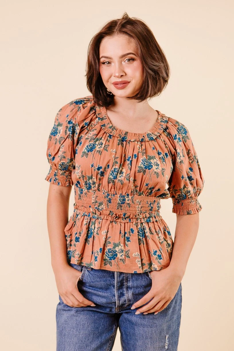 Elena Top In Brown Floral - FINAL SALE 9 Elena Top In Brown Floral - FINAL SALE - Image 9