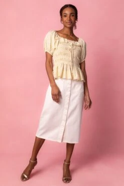 Emma Denim Skirt In White -Ivy City Co Dress EmmaWhite Studio Spring1 1 386639