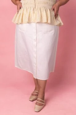 Emma Denim Skirt In White -Ivy City Co Dress EmmaWhite Studio Spring1 5 692482