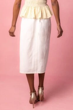 Emma Denim Skirt In White -Ivy City Co Dress EmmaWhite Studio Spring1 6 366263