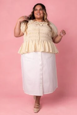 Emma Denim Skirt In White -Ivy City Co Dress EmmaWhite Studio Spring1 8 220536