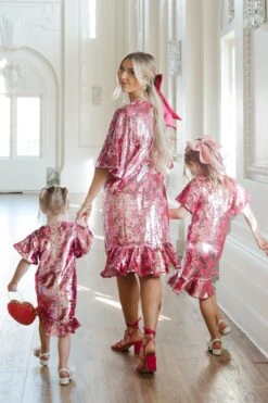 Evelyn Dress In Sequin Hearts 12 Evelyn Dress In Sequin Hearts -Ivy City Co Dress Evelyn pinkhearts 2 539488