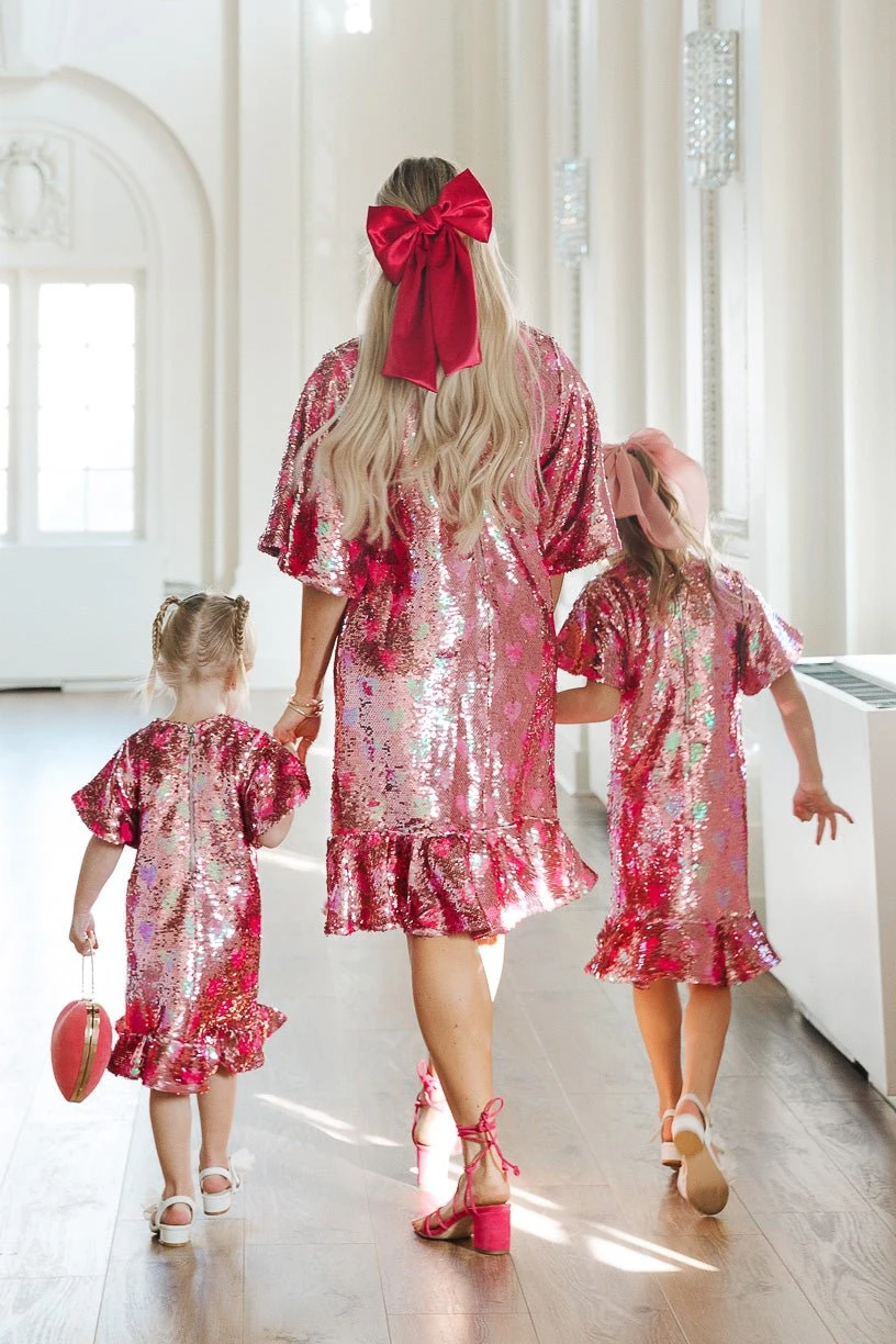 Mini Evelyn Dress In Sequin Hearts 4 Mini Evelyn Dress In Sequin Hearts - Image 4