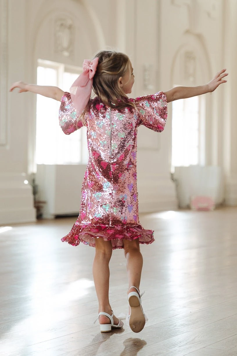 Mini Evelyn Dress In Sequin Hearts 3 Mini Evelyn Dress In Sequin Hearts - Image 3