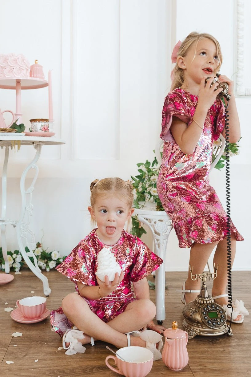 Mini Evelyn Dress In Sequin Hearts 2 Mini Evelyn Dress In Sequin Hearts - Image 2