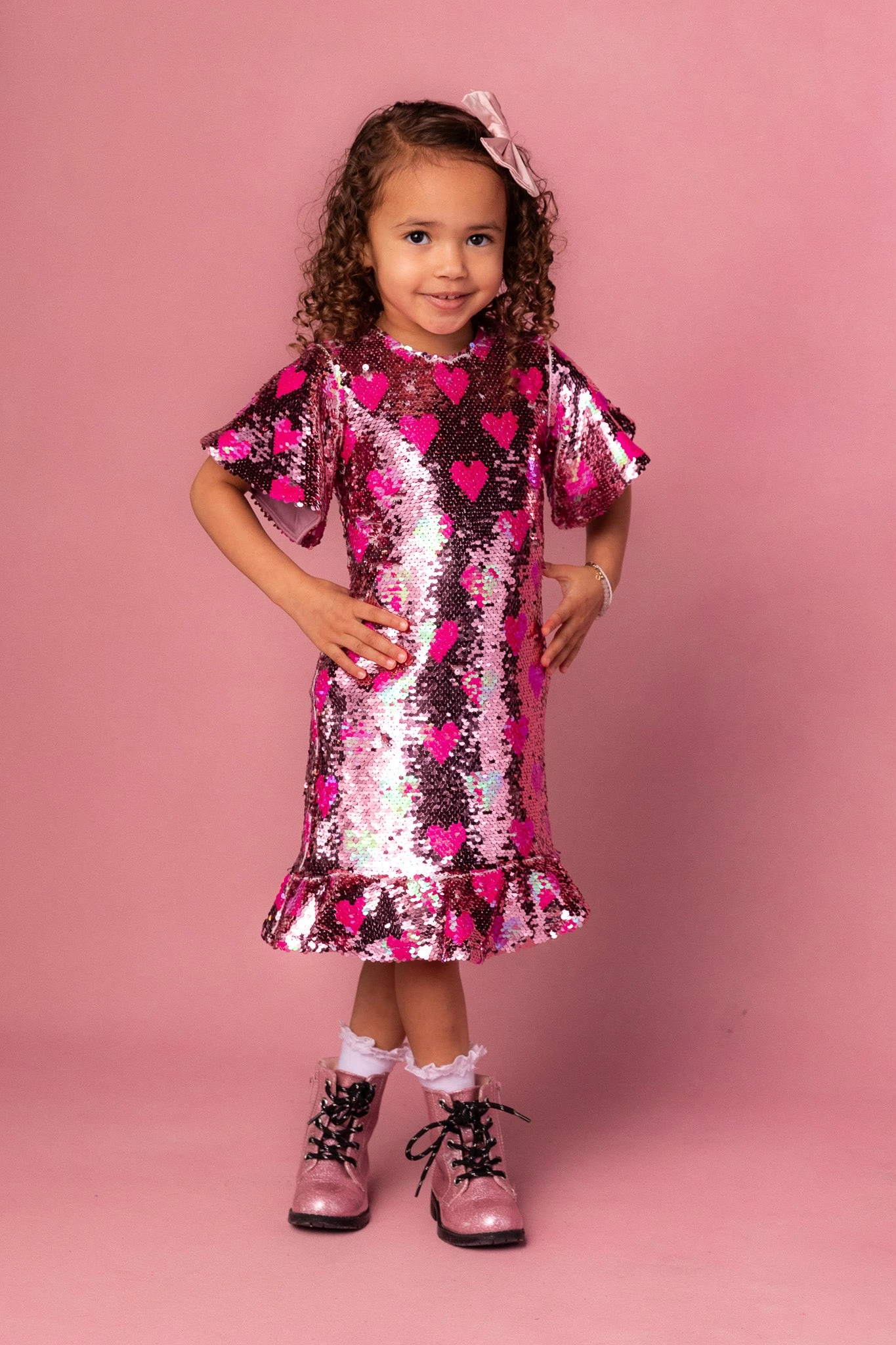 Mini Evelyn Dress In Sequin Hearts 6 Mini Evelyn Dress In Sequin Hearts - Image 6