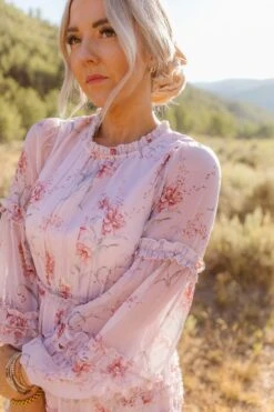 Geneva Dress In Mauve Floral -Ivy City Co Dress Geneva Mauve 35 887505