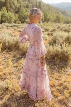 Geneva Dress In Mauve Floral -Ivy City Co Dress Geneva Mauve 37 306431