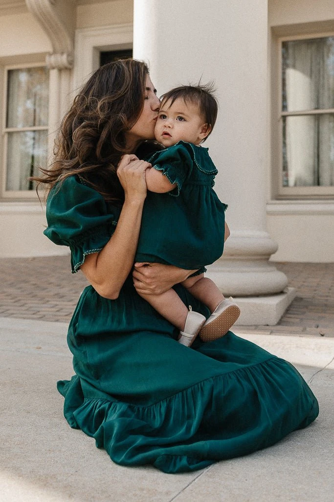 Gracie Dress In Emerald Chiffon - FINAL SALE 3 Gracie Dress In Emerald Chiffon - FINAL SALE - Image 3