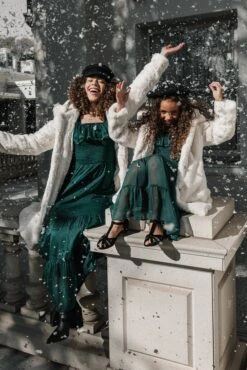 Mini Gracie Dress In Emerald Chiffon - FINAL SALE -Ivy City Co Dress GracieEmerald Monson W23 04 890536