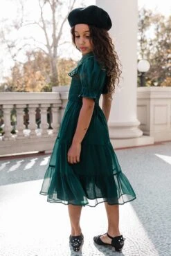 Mini Gracie Dress In Emerald Chiffon - FINAL SALE -Ivy City Co Dress GracieEmerald Monson W23 12 852445