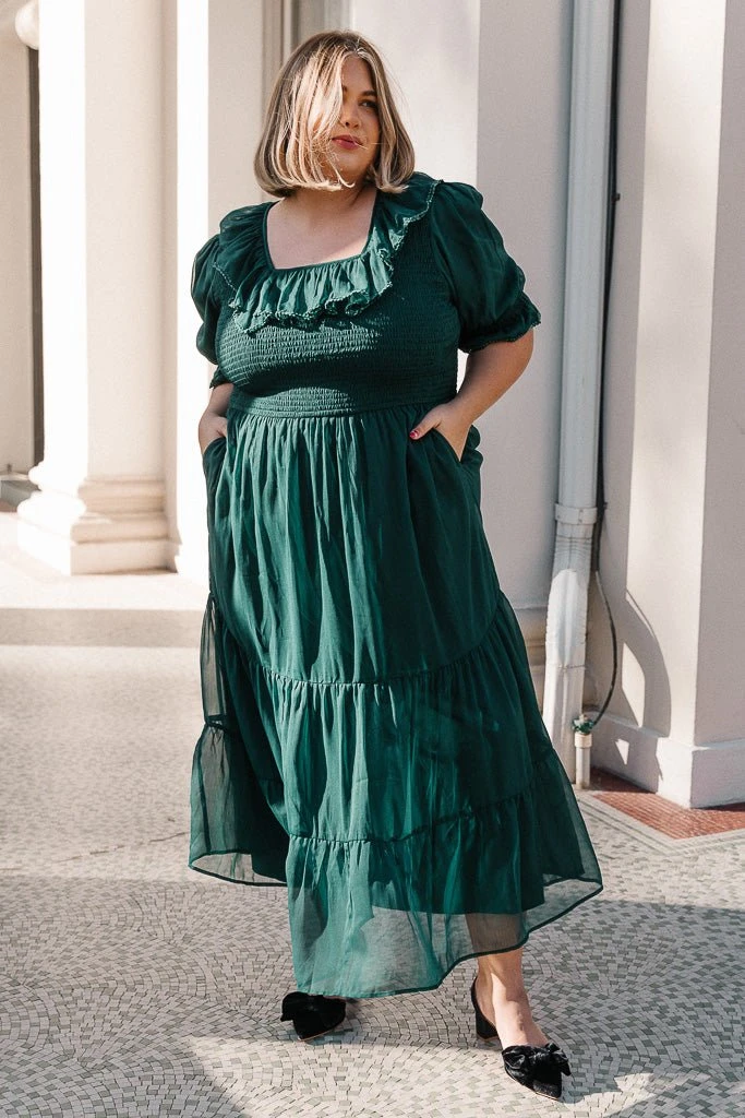 Gracie Dress In Emerald Chiffon - FINAL SALE 4 Gracie Dress In Emerald Chiffon - FINAL SALE - Image 4