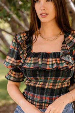 Gracie Top In Plaid - FINAL SALE 16 Gracie Top In Plaid - FINAL SALE -Ivy City Co Dress GraciePlaidTop ConradRanch F23 14 586409