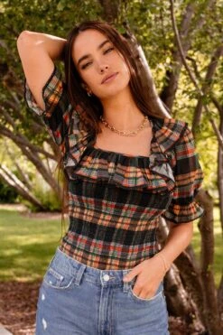 Gracie Top In Plaid - FINAL SALE 17 Gracie Top In Plaid - FINAL SALE -Ivy City Co Dress GraciePlaidTop ConradRanch F23 15 828828