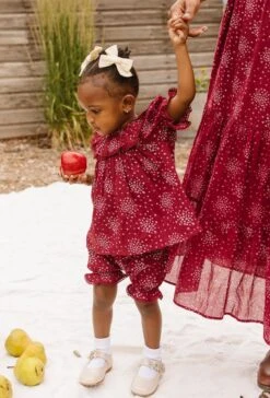 Baby Gracie Dress Set In Wine Floral - FINAL SALE -Ivy City Co Dress GracieWine Fall23 2 151917
