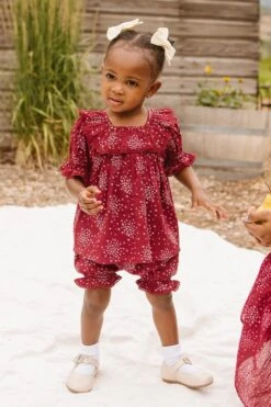 Baby Gracie Dress Set In Wine Floral - FINAL SALE -Ivy City Co Dress GracieWine Fall23 599708