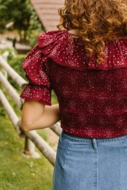 Gracie Top In Wine Floral - FINAL SALE -Ivy City Co Dress GracieWineTop ConradRanch F23 13 711502