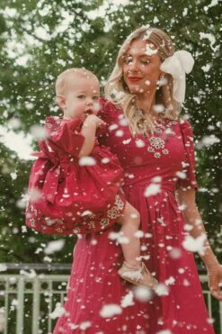 Baby Heidi Dress Set In Maroon - FINAL SALE -Ivy City Co Dress Heidi Kingsbury10 535491