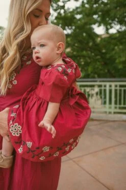 Baby Heidi Dress Set In Maroon - FINAL SALE -Ivy City Co Dress Heidi Kingsbury4 569379