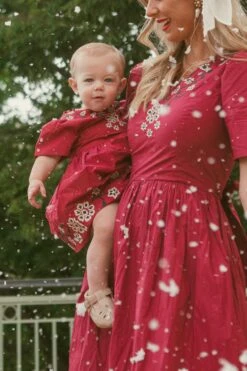 Baby Heidi Dress Set In Maroon - FINAL SALE -Ivy City Co Dress Heidi Kingsbury8 306485